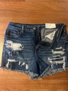 American Eagle Outfitters Distressed Medium Blue Denim Cutoff Shorts